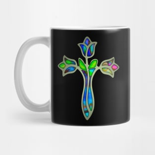 Stained Glass Rose Cross Mug